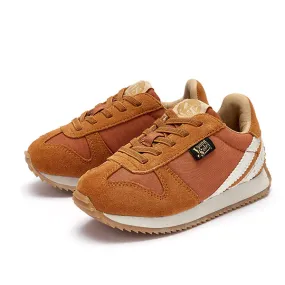 Keegan Kids Sneaker Orange Rust Textile and Suede